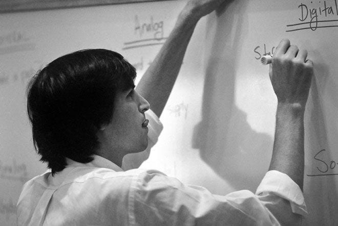 Steve Jobs writing on a whiteboard